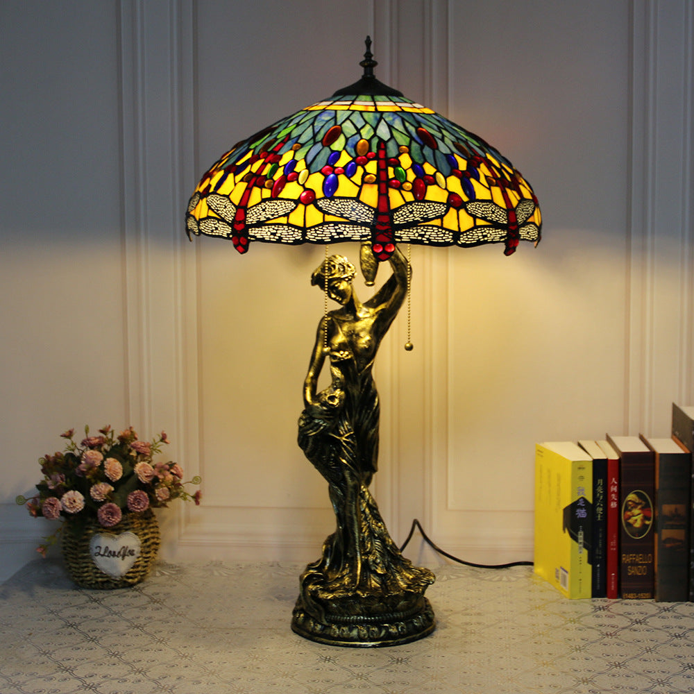 Stained Glass Beauty Resin 2-Light Table Lamp