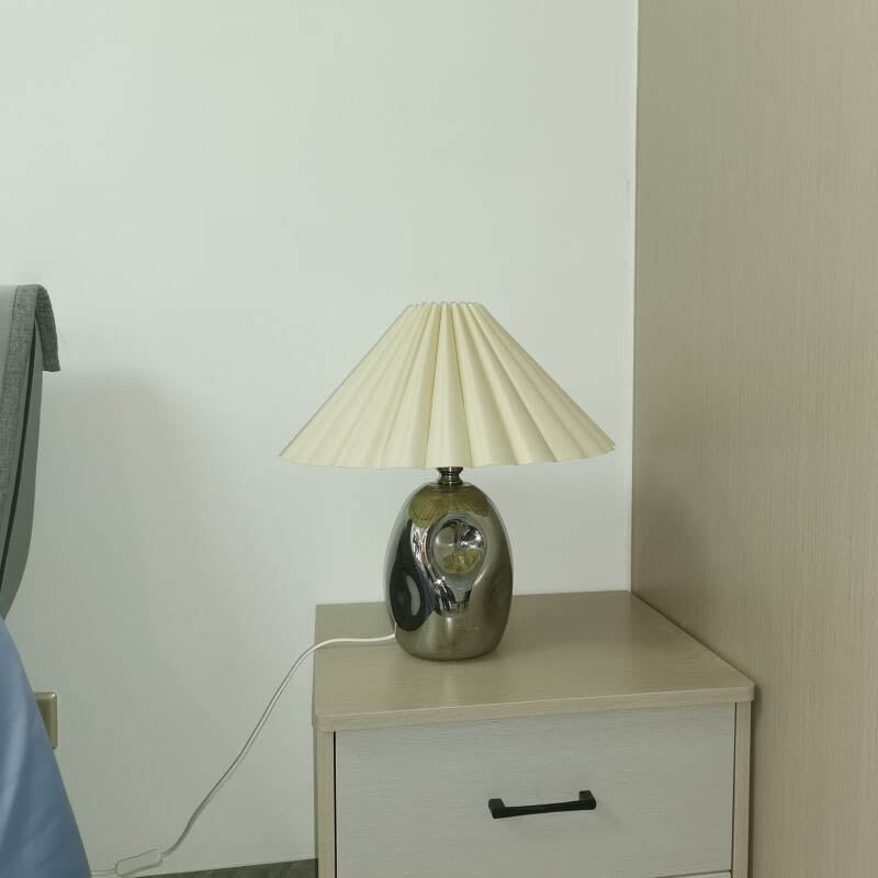 Pleated Umbrella Wave Glazed Table Lamp