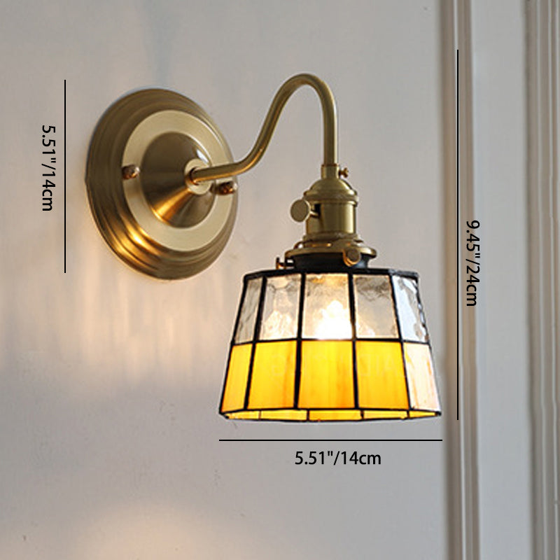 Round Copper Glass Living Wall Lamp