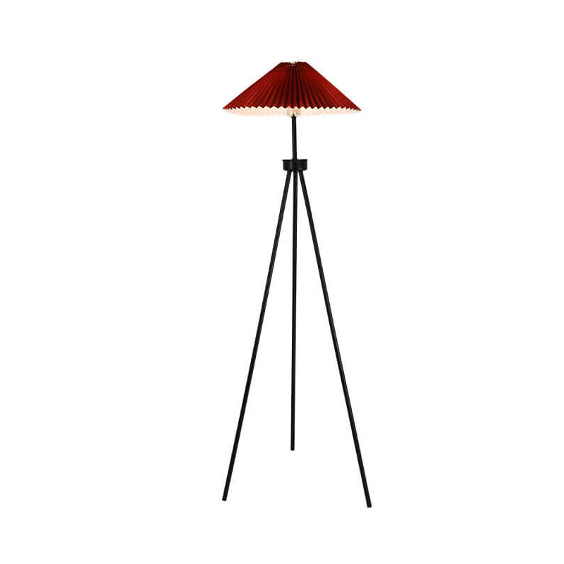 Pleated Canvas Iron Tripod Floor Lamp