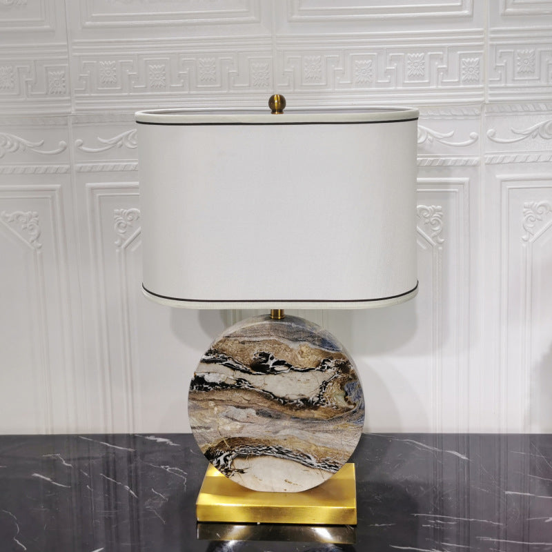 Round Rectangular Marble Fabric Table Lamp