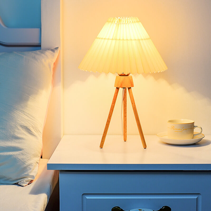Tripod Pleated Design Umbrella Table Lamp