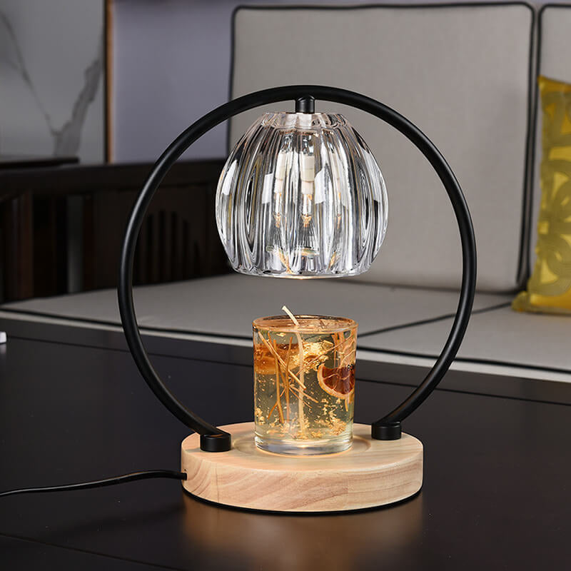 Aromatherapy Oak Glass Metal Table Lamp