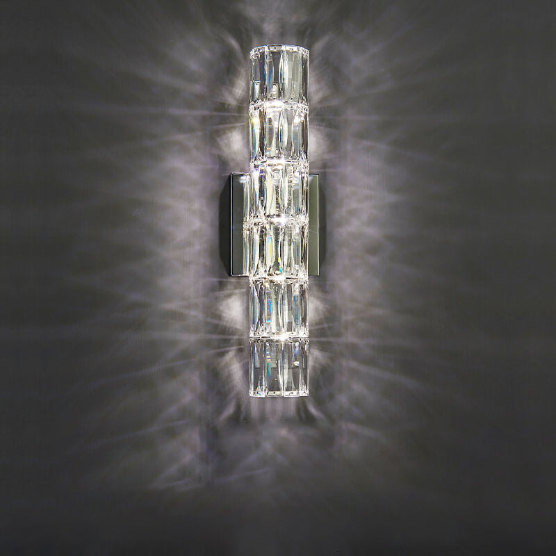 Silver Crystal Column 3/4/6 4-Light Wall Lamp