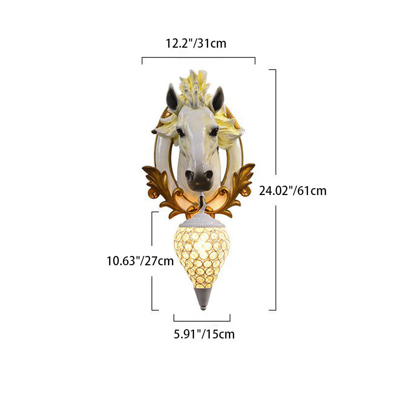 Eclectic Resin Horse Head Wall Lamp