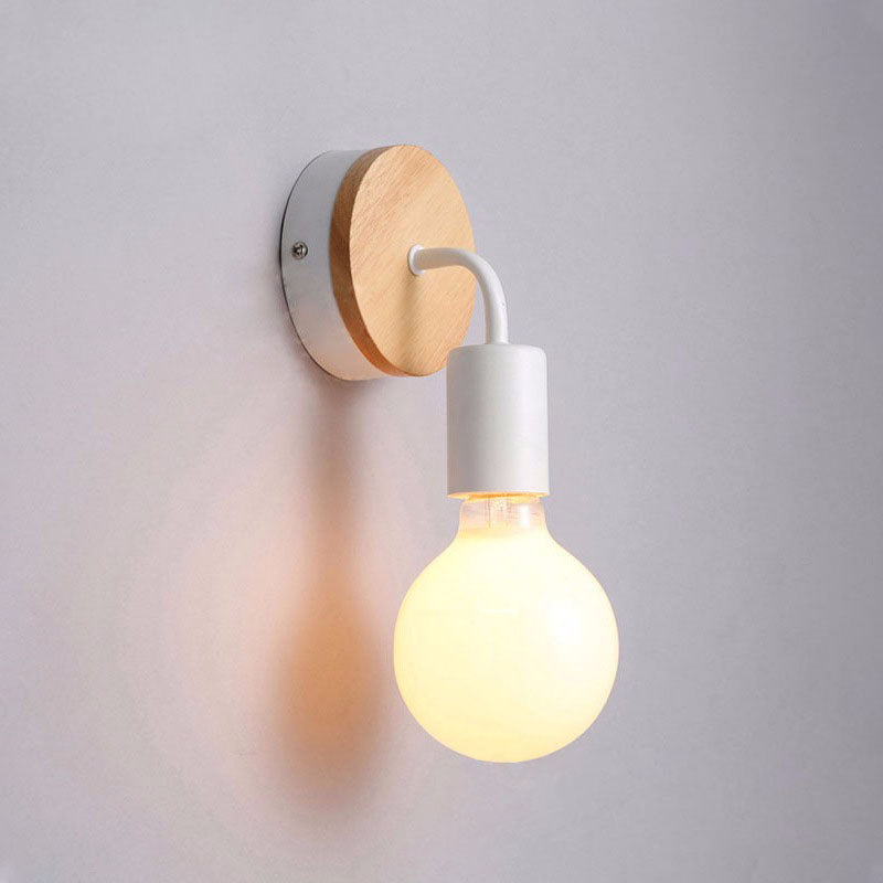 Bent Wood Iron Bedroom Wall Lamp