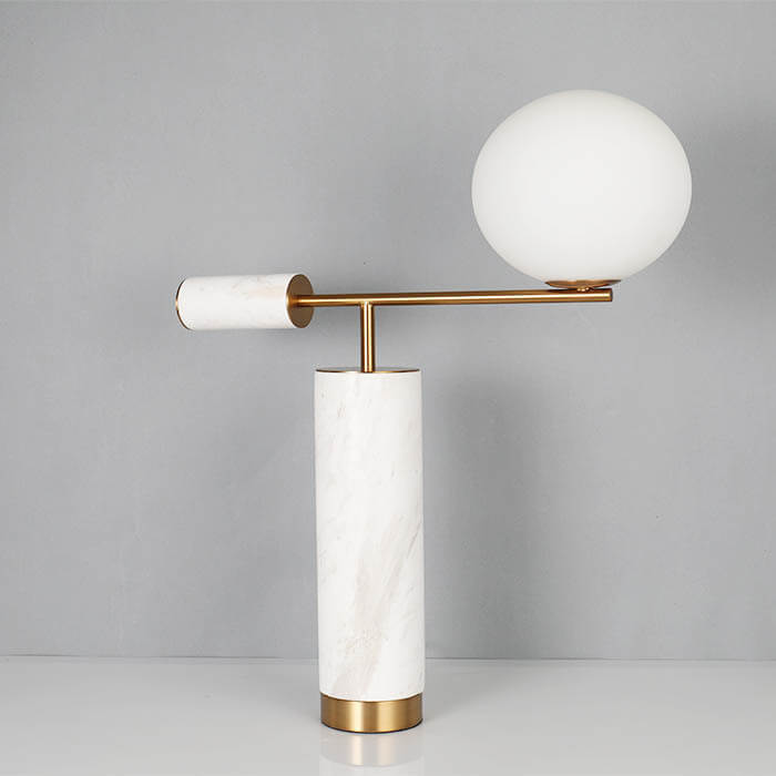 Marble Texture Cylindrical Glass Table Lamp