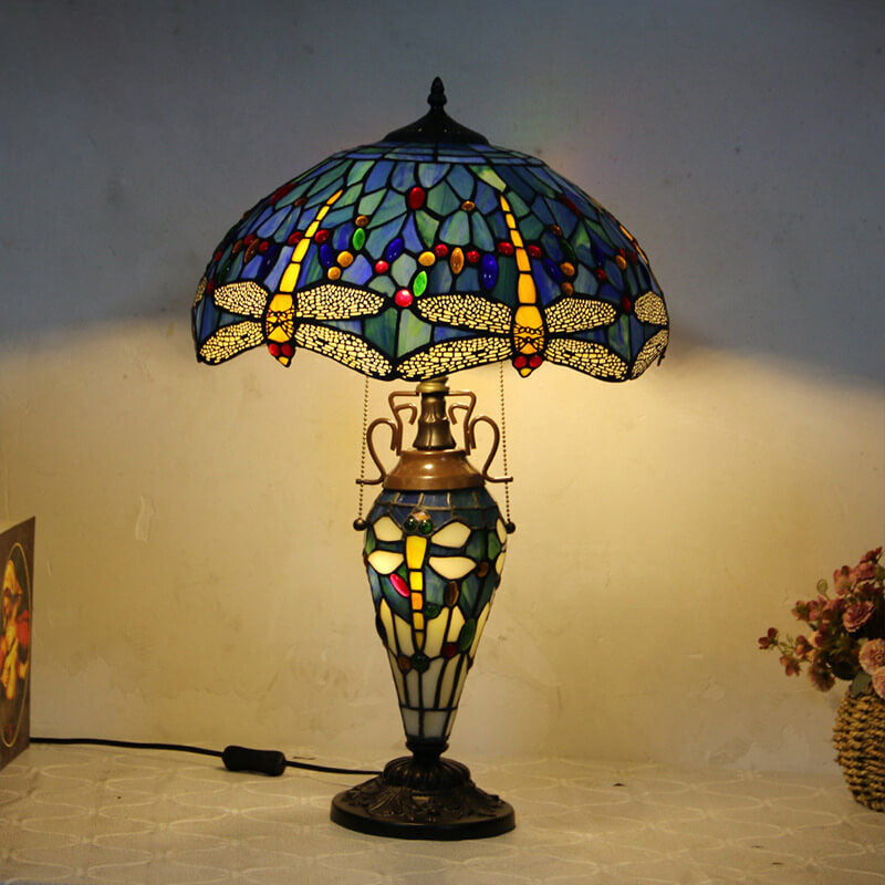 Stained Glass Hexagonal Dome 2-Light Table Lamp