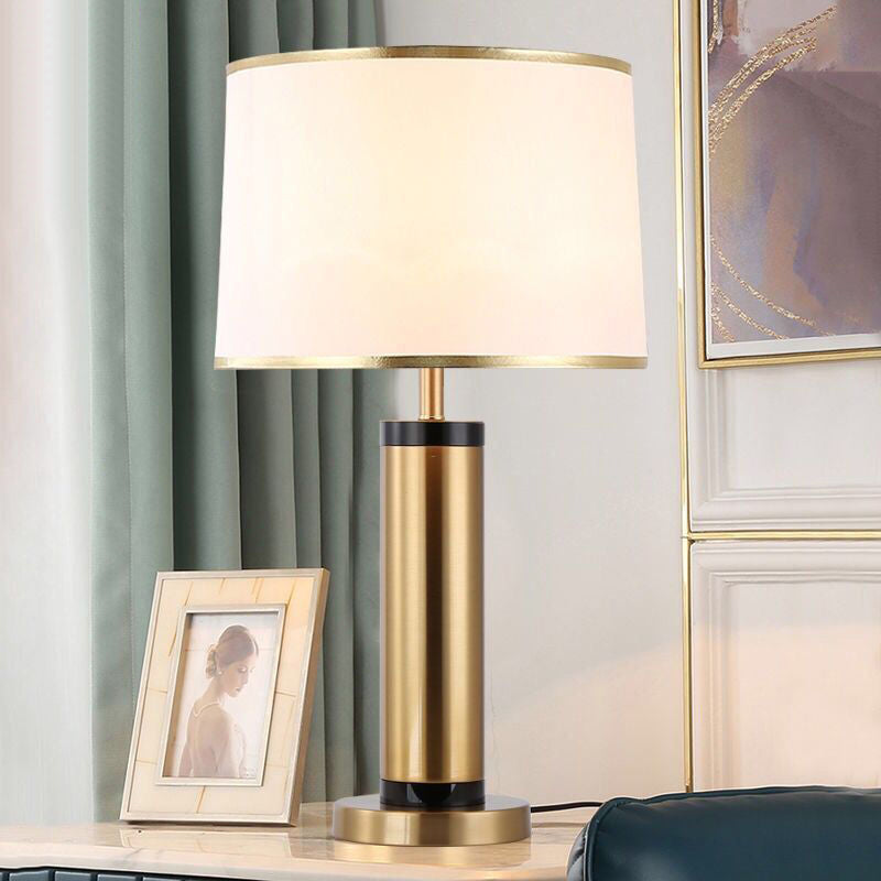 Cylinder Iron Fabric Living Table Lamp