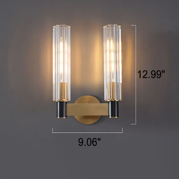 Minimal Brass Crystal Column Wall Lamp
