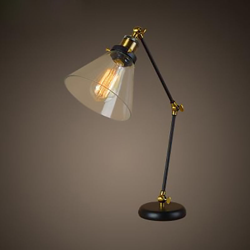 Iron Glass Conic Bell Table Lamp