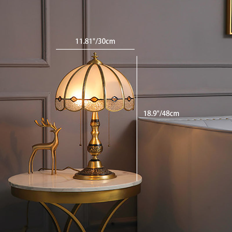 Umbrella Full Copper Glass Table Lamp