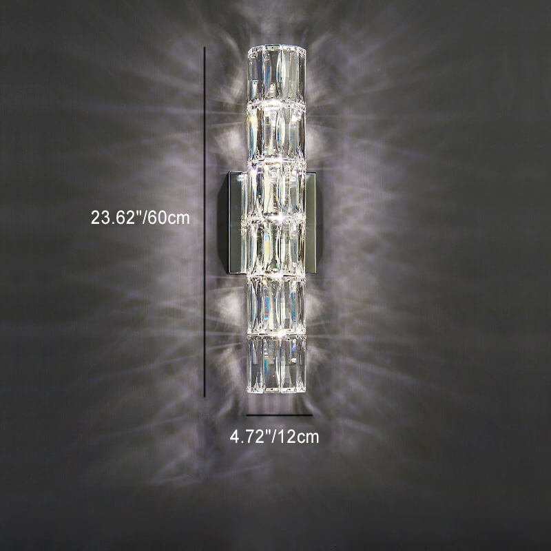 Silver Crystal Column 3/4/6 4-Light Wall Lamp