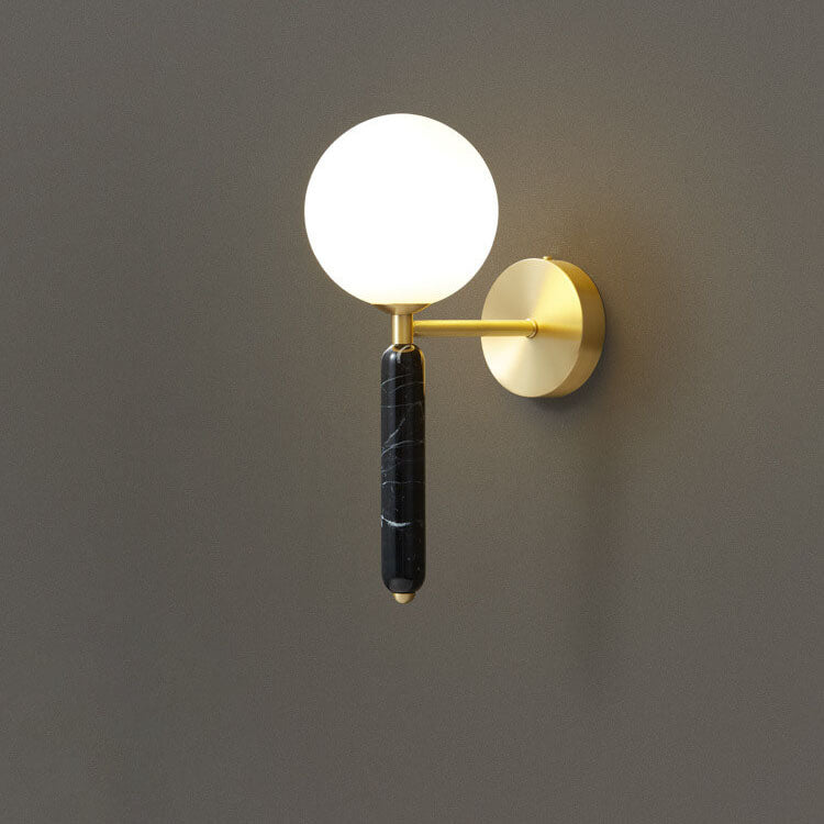 Ball Marble Straight Arm Wall Lamp