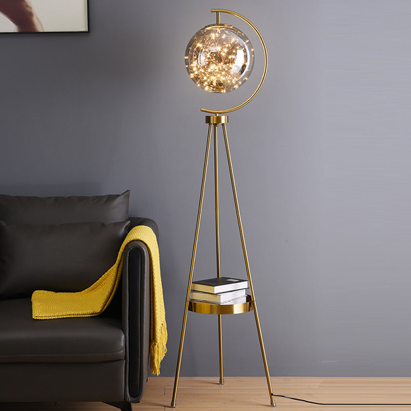 Orb Tripod Iron Glass Floor Lamp