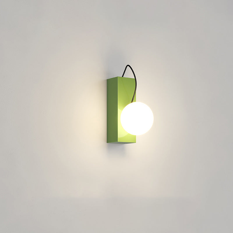 Cream Iron Cuboid Displaceable Wall Lamp