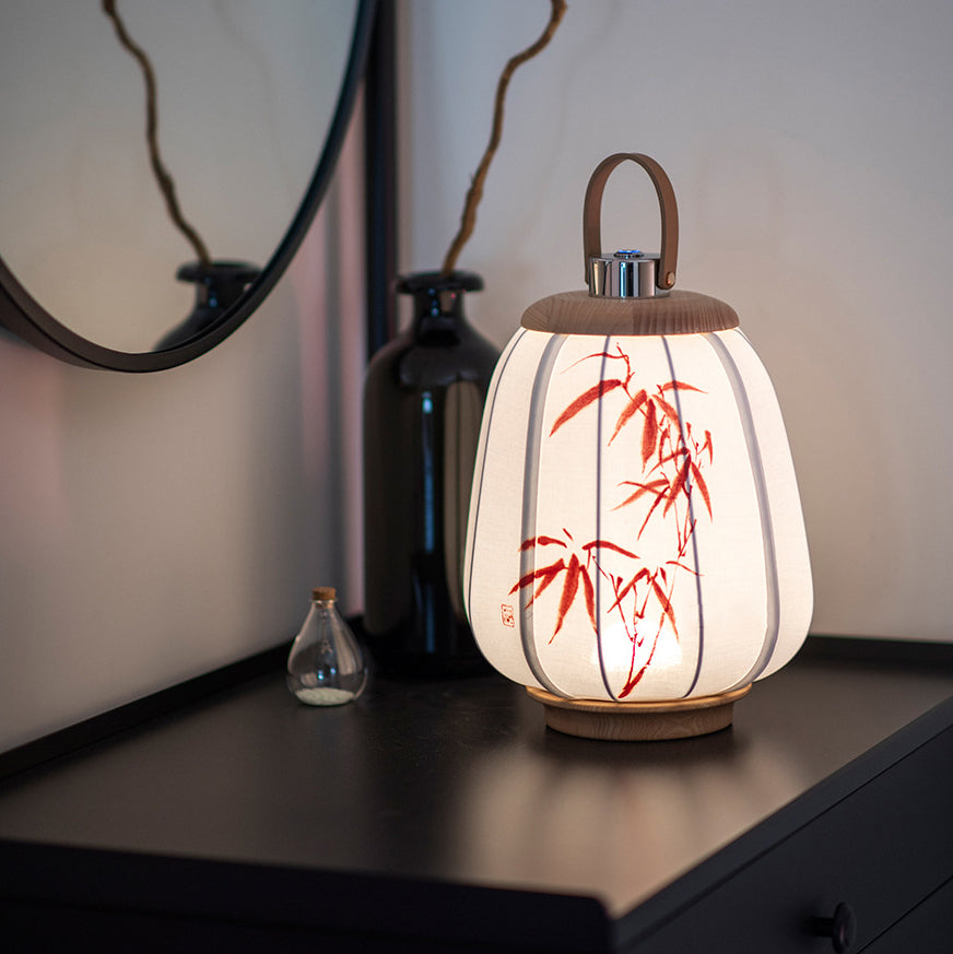 Leather Wood Stainless Steel Table Lamp