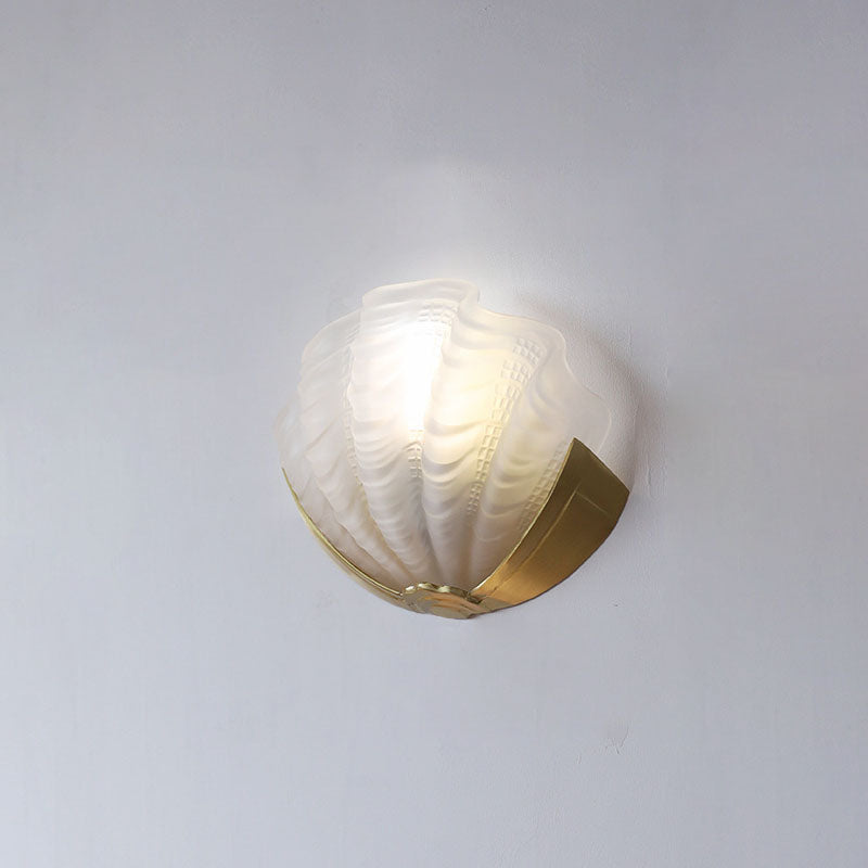 Shell Brass Glass Bedroom Wall Lamp