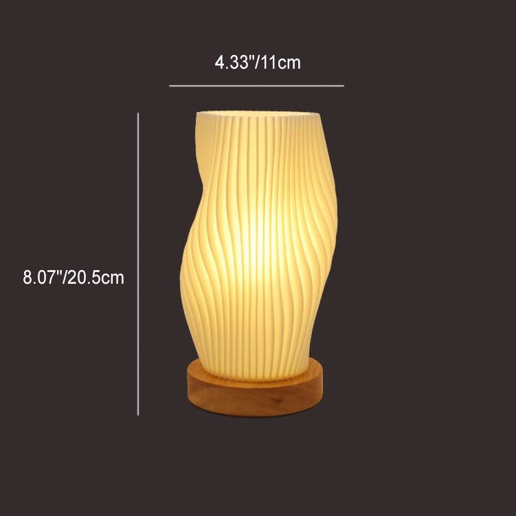 Round Wave Pod Wood Table Lamp