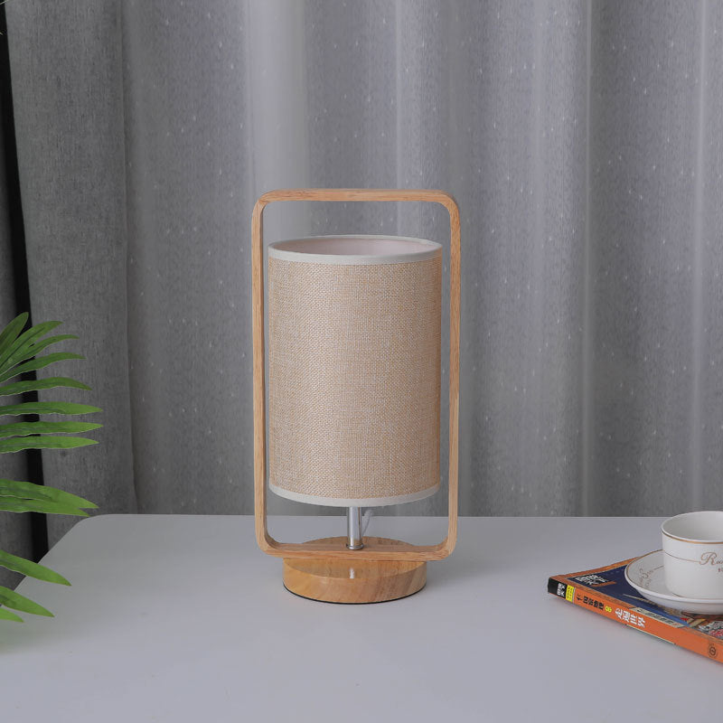 Wood Cloth Portable Night Table Lamp