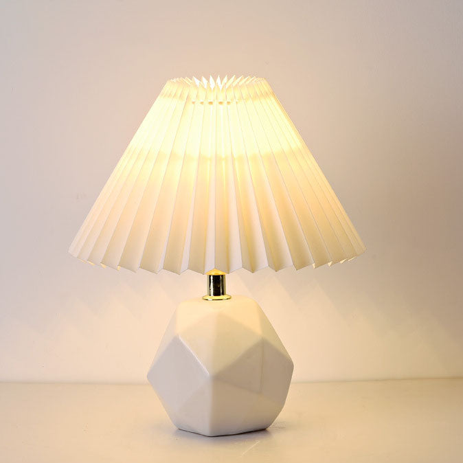 Pleated Fabric Imitation Stone Table Lamp