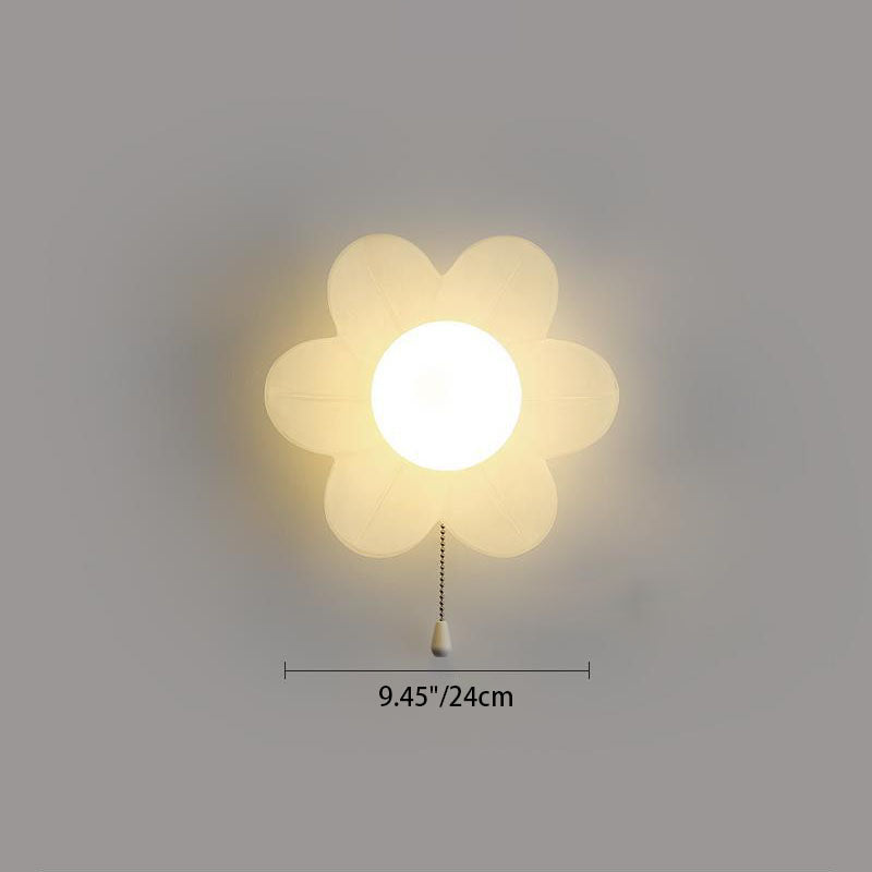 Cream Flower Resin Bedroom Wall Lamp