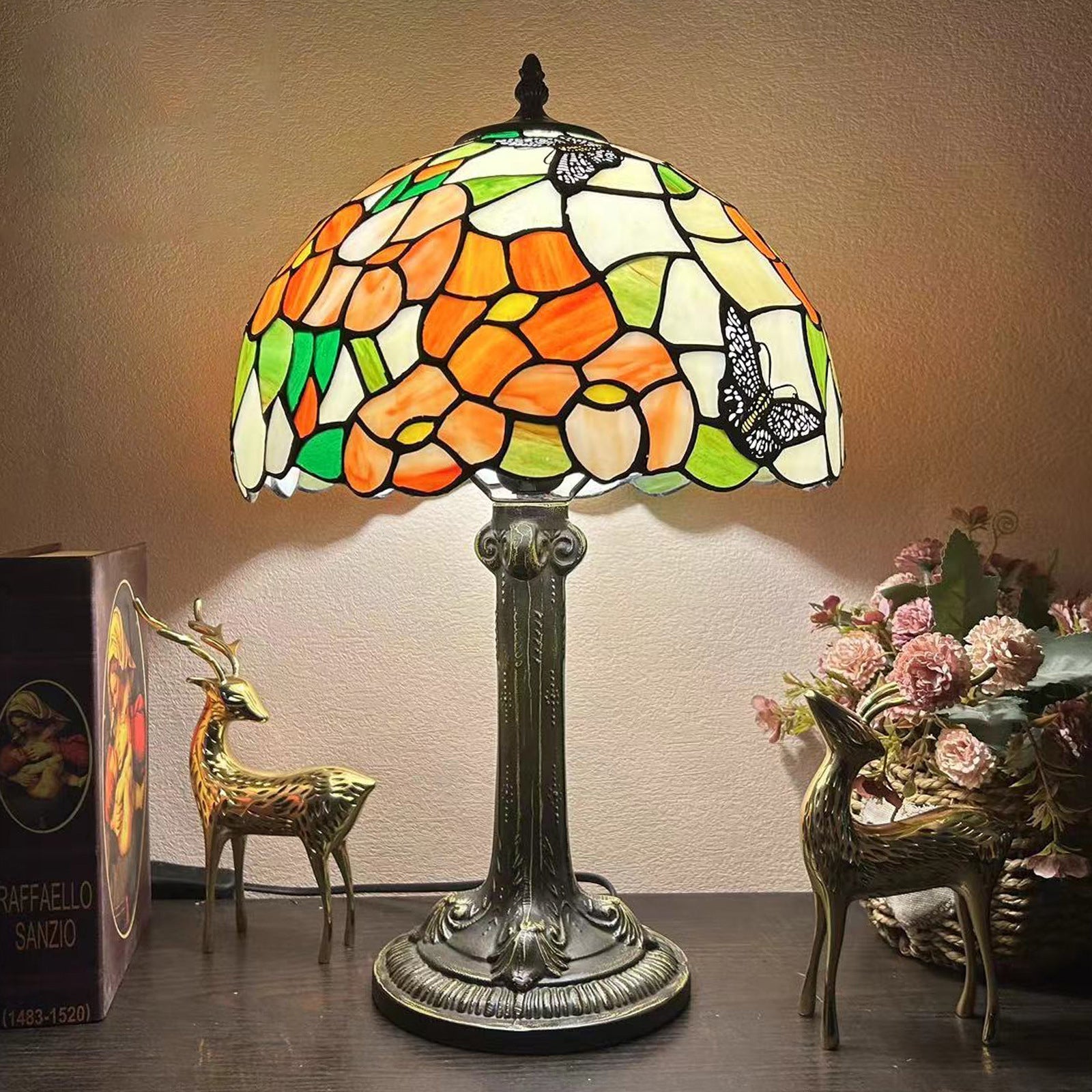 Metal Hardware Glass Semicircular Table Lamp