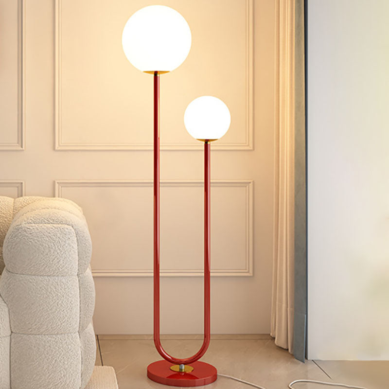 Long Round Ball Iron 2-Light Floor Lamp