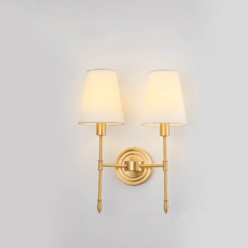Brass Fabric Glass Straight Wall Lamp
