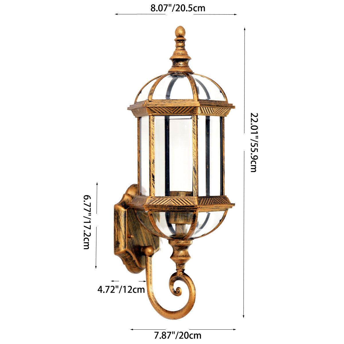 Hexagonal Aluminum Glass Garden Outdoor Light