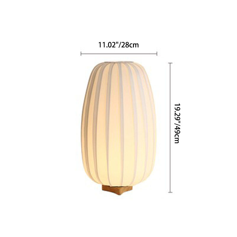 Pleated Oval Wooden Fabric Table Lamp