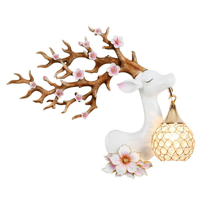 Resin Antler Crystal Ball Wall Lamp