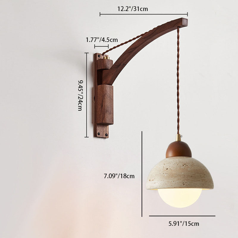 Solid Wood Glass Horn Wall Lamp