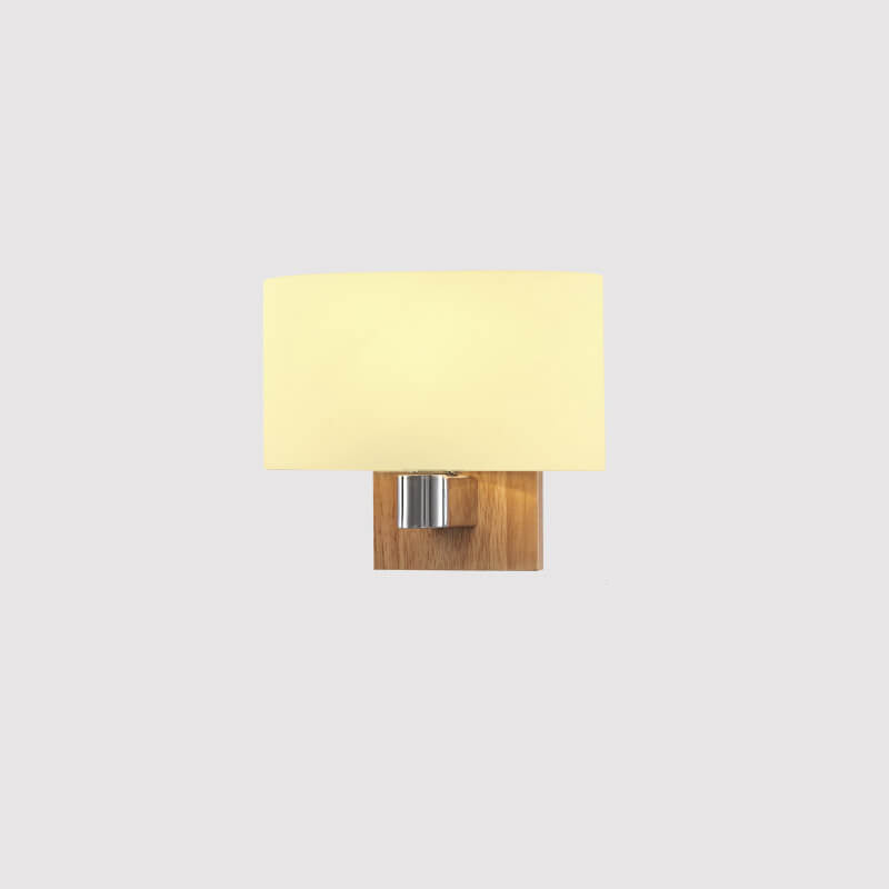 Rubberwood Glass Iron Geometric Wall Lamp