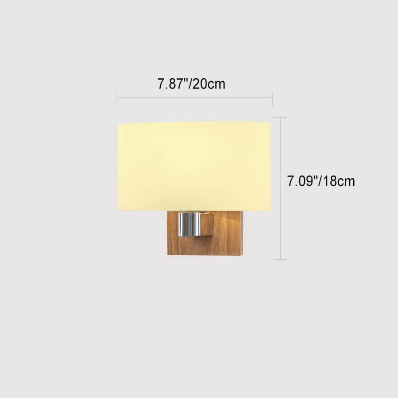 Rubberwood Glass Iron Geometric Wall Lamp