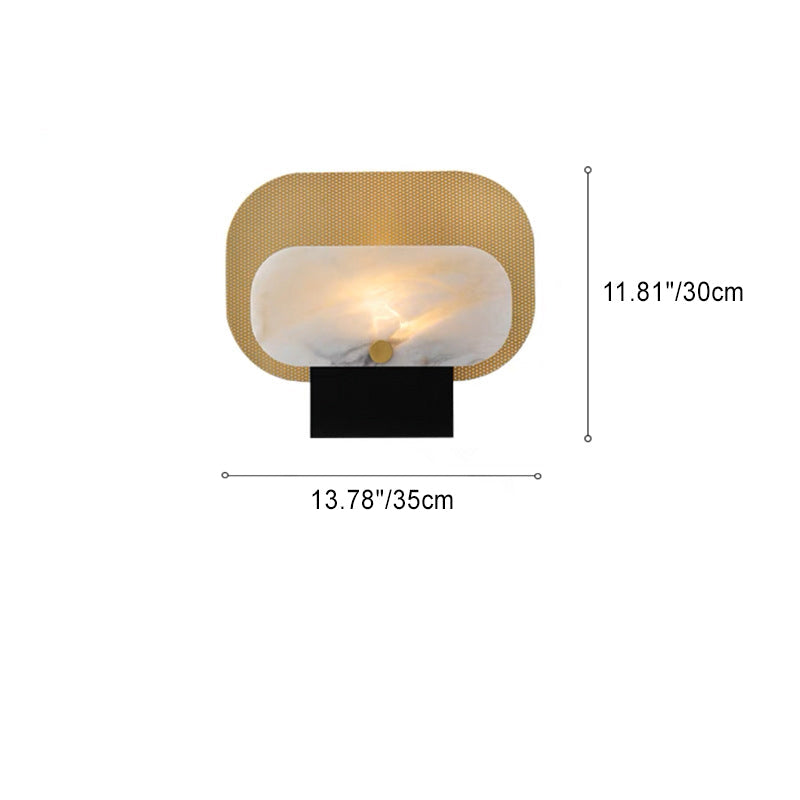Rounded Rectangle Marble Metal Table Lamp