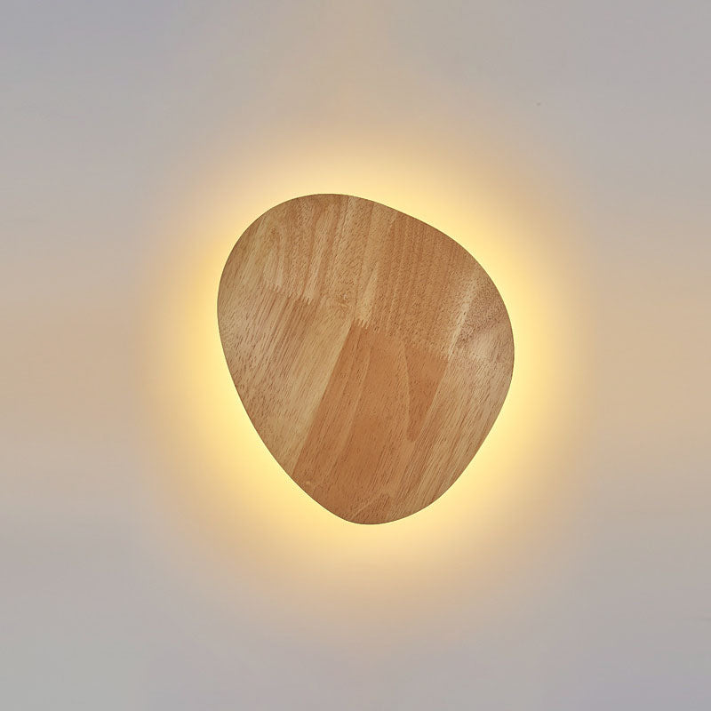 Round Irregular Oval Wood Wall Lamp