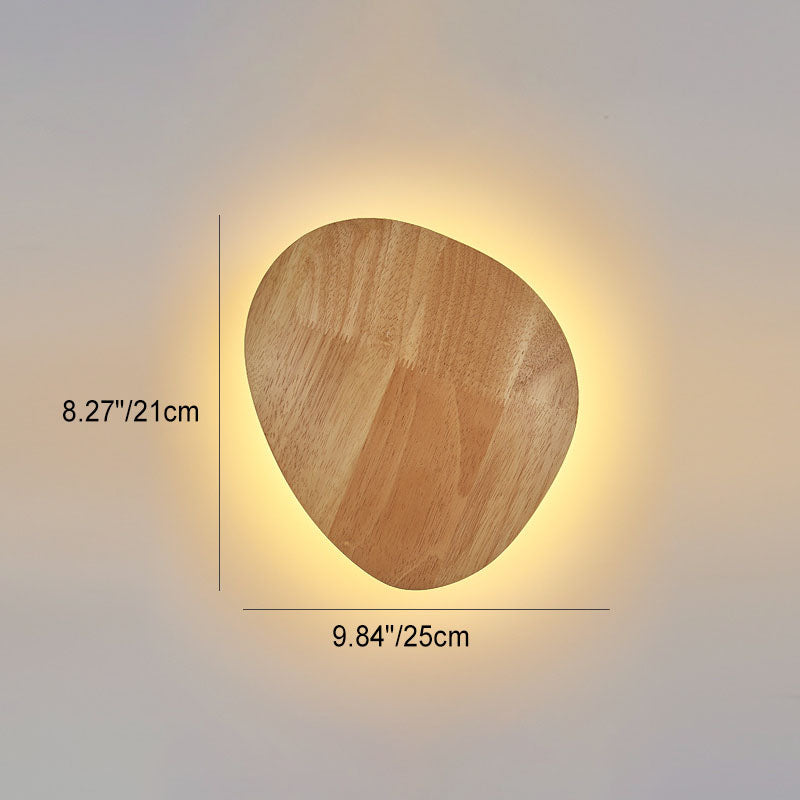 Round Irregular Oval Wood Wall Lamp