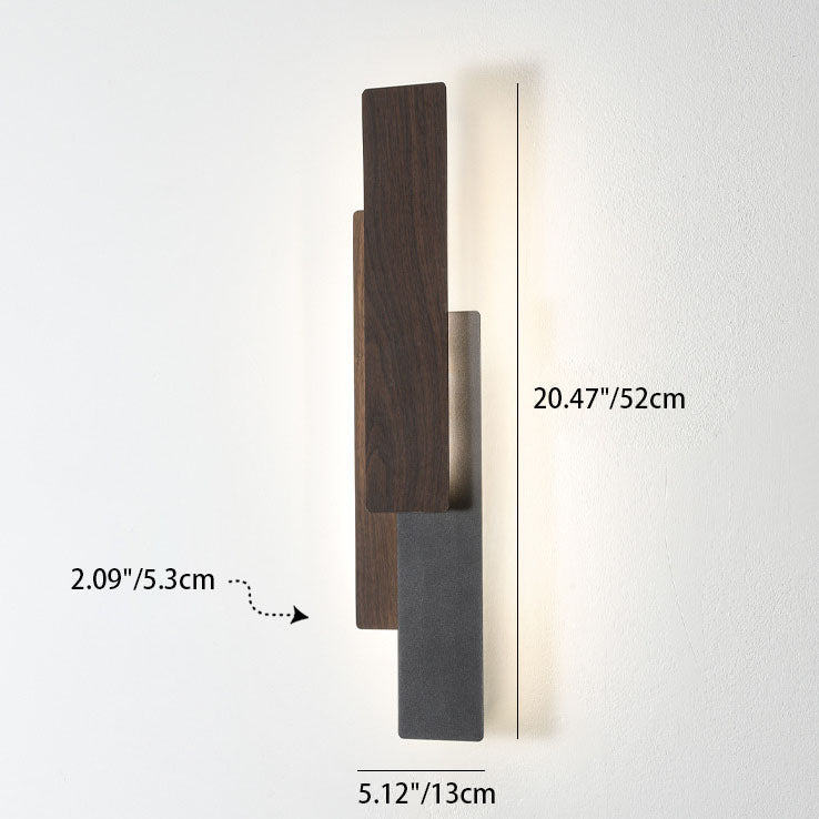 Wood Grain Geometric Rectangle Wall Lamp