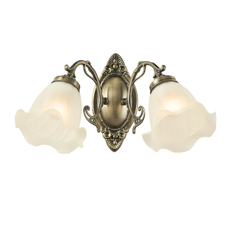 Iron Glass Flower Living 2-Light Wall Lamp