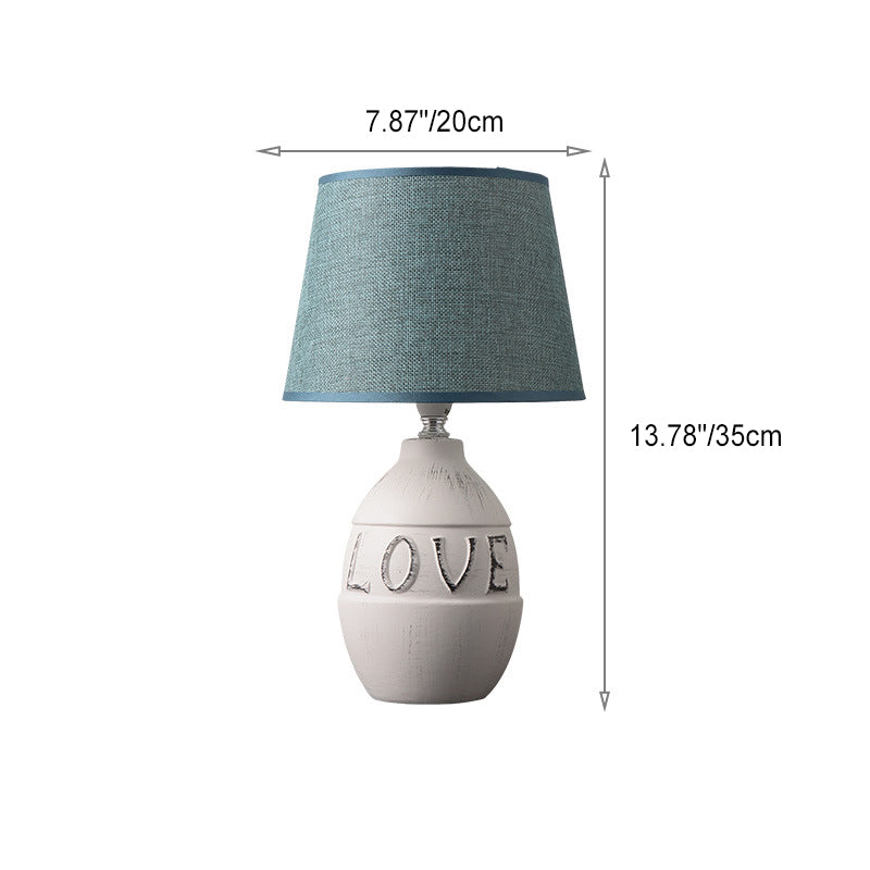 Round Ceramic Fabric Bedroom Table Lamp