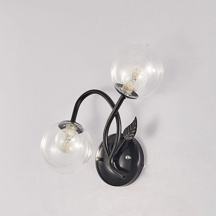 Branch Leaf Glass Ball 2-Light Wall Lamp