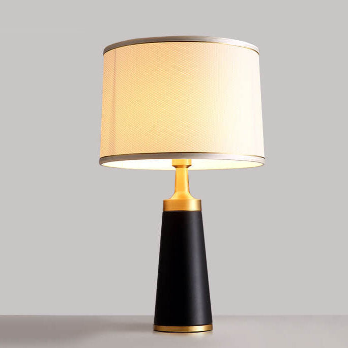 Fabric Cylinder Leather Study Table Lamp