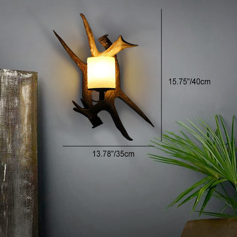 Resin Iron Antler 1/2 Wall Lamp