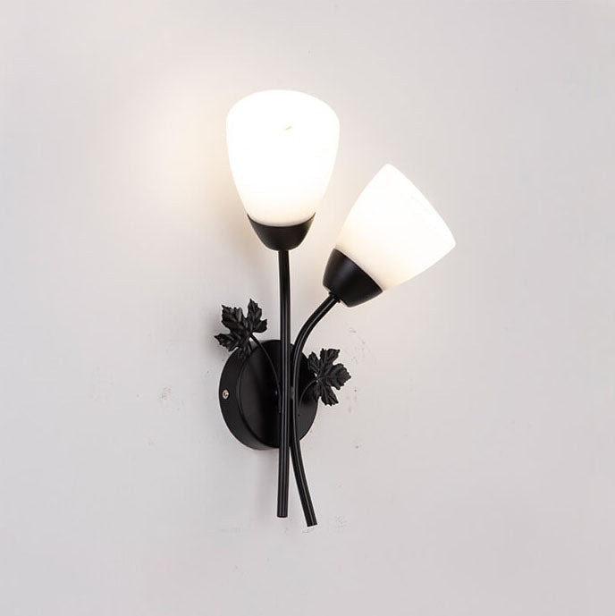 Iron Glass Flower Bud Wall Lamp