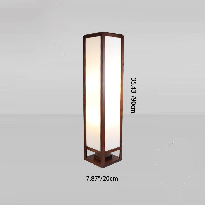 Traditional Chinese Rectangular Parchment Floor Lamp