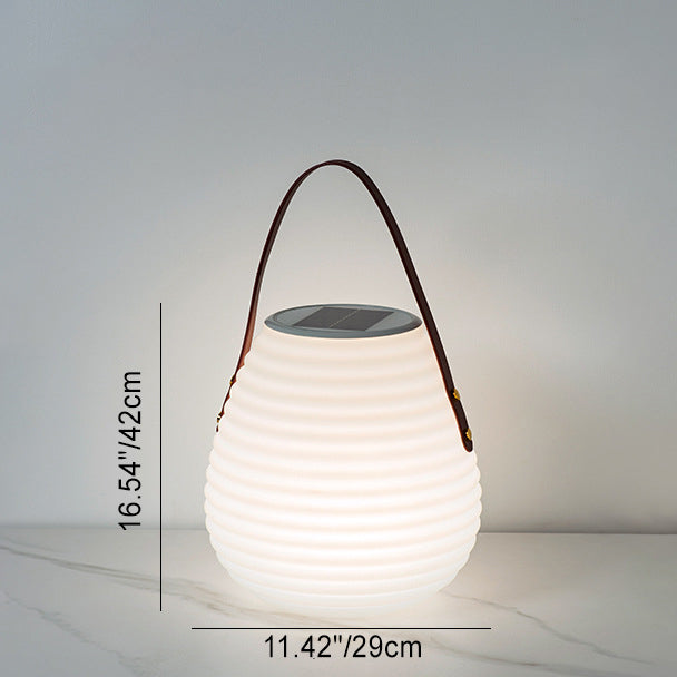 Leather PE Cylinder Striped Outdoor Light