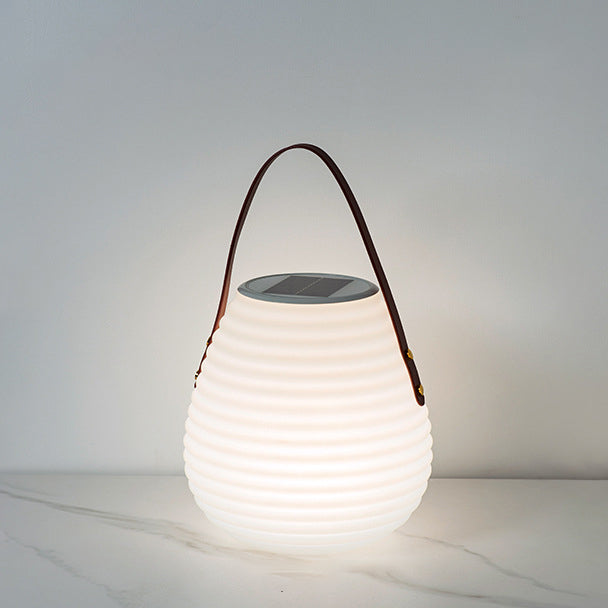 Leather PE Cylinder Striped Outdoor Light