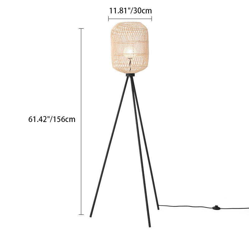 Rattan Weaving Cage Iron Floor Lamp