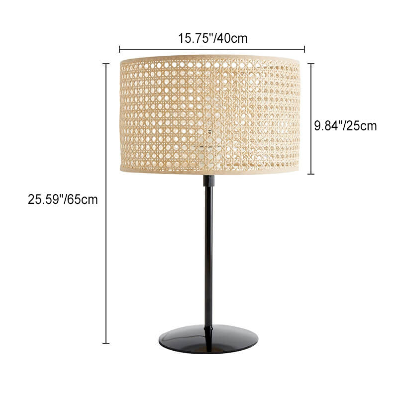 Rattan Weaving Cylinder Home Table Lamp